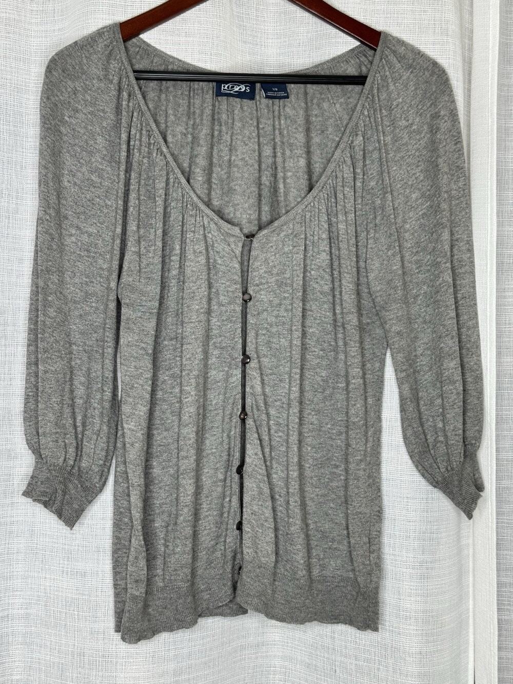 PRESS GRAY COTTON MODAL BLEND CARDIGAN SWEATER SIZE LARGE CANADA